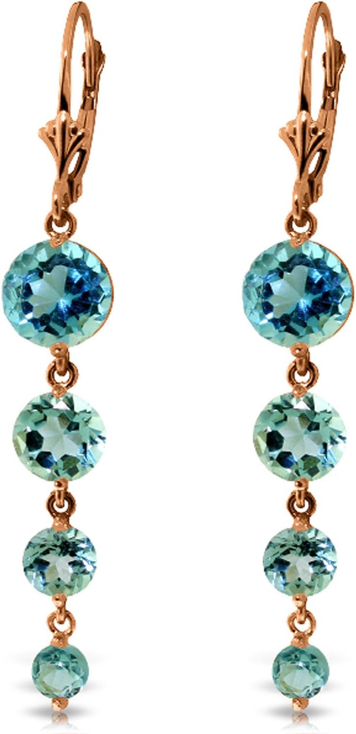 Galaxy Gold GG 14k Rose Gold Chandelier Earrings with Natural Blue Topaz
