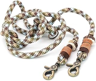 Hundeleine aus Tau | 1 cm dick | Wilderness Whimsy | 2 m / 2,5 m / 3 m verstellbare Führleine, handgefertigtes Design, robust, für kleine & mittelgroße Hunde – braun