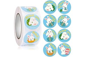 Roll of Easter Stickers: 500 Pcs Egg Bunny Stickers for Easter Decorations