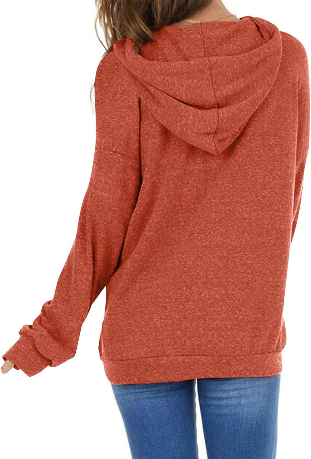 PGANDS Women's Long Sleeve Drawstring Hoodies Sweatshirt Casual Loose Lightweight Pullover Tops with Pocket - Image 4