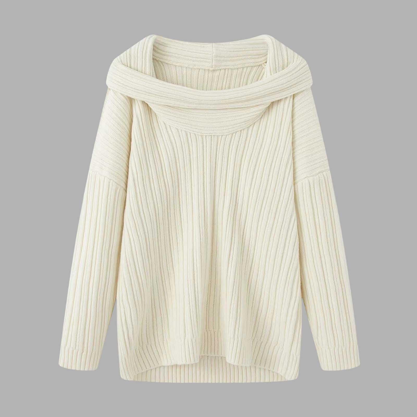 Pullover Für Damen Schulterfreier Pulli Einfarbiger Elegant Sweater