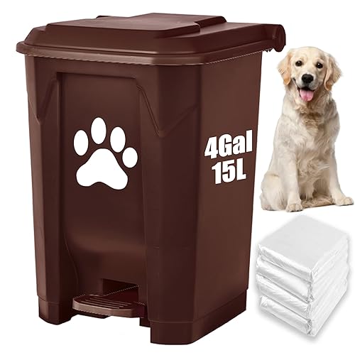 tebiete Cubo de basura para excrementos de perro al aire libre, estación de residuos de mascotas con tapa, contenedor de eliminación de desechos de