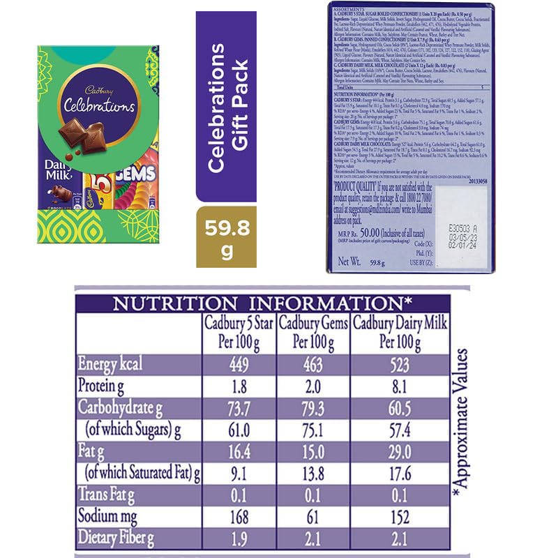 Image of CraftVatika Set Of 2 Rakhi For Brother With Chocolate Combo, Gift For Brother, Ganesha Rakhi Krishna Rakhi For Bro With Cadbury Celebration Chocolate Pack Pair Couple Rakhi Set Of 2, Multicolor 70 Gms