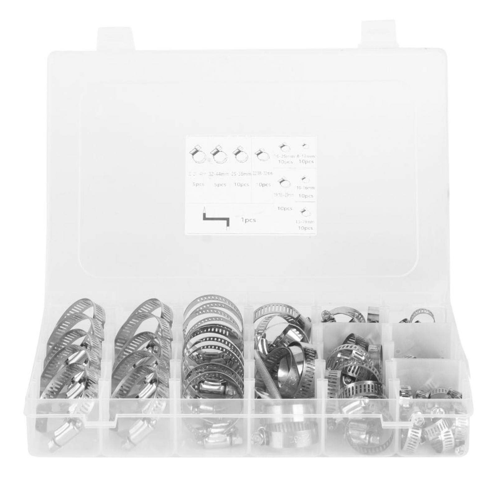 80Pcs Hose Clamps, 9 Sizes Adjustable Pipe Tube Clips Stainless Steel Hose Clamp with Z Wrench and Dual-Purpose Screwdriver-image-31