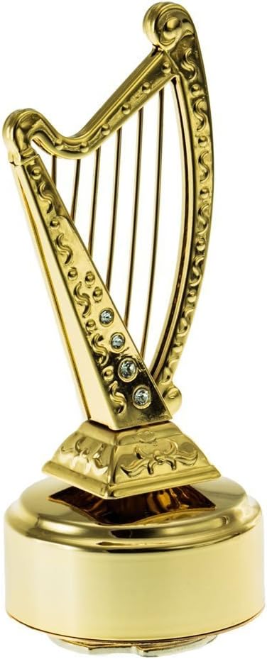 24K Gold Plated Harp Music Box Made with Genuine Matashi Crystals
