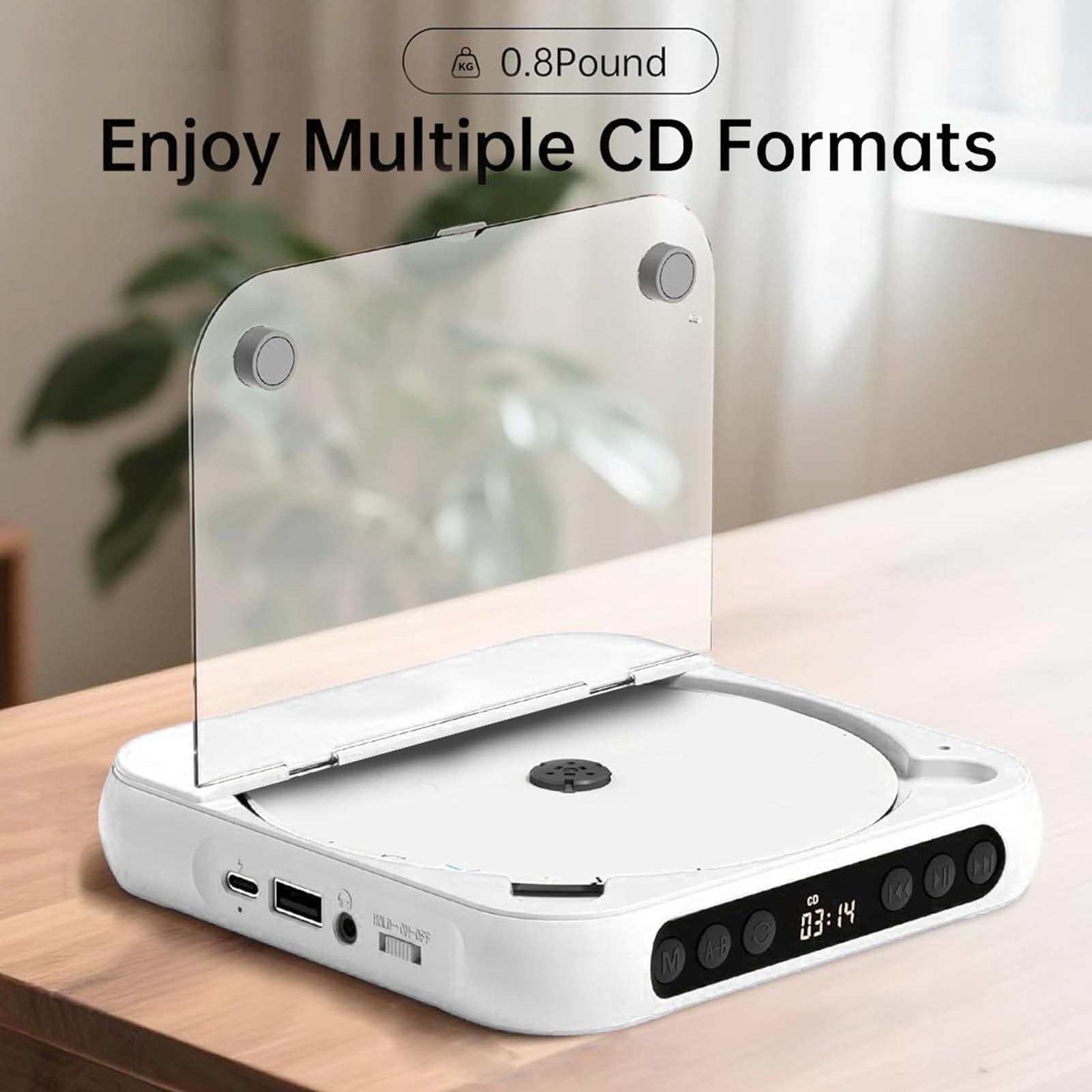 Lettore CD Bluetooth portatile ad alta fedeltà suono per pendolari domestici compatto leggero con batteria agli ioni di litio 2000mAh