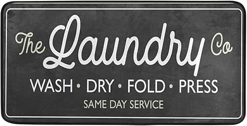 Alfombra de pasillo de lavandería de granja, antifatiga, color negro, antideslizante, lavable, alfombra para el piso de la cocina del hogar, 39 x 20