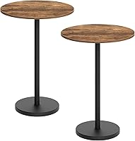 Yatiney Round Bar Table Set of 2 - 39.4" Counter Height Pub Cocktail Tables, Rustic Brown & Black Metal Frame for Bistro, Living Room, Terrace