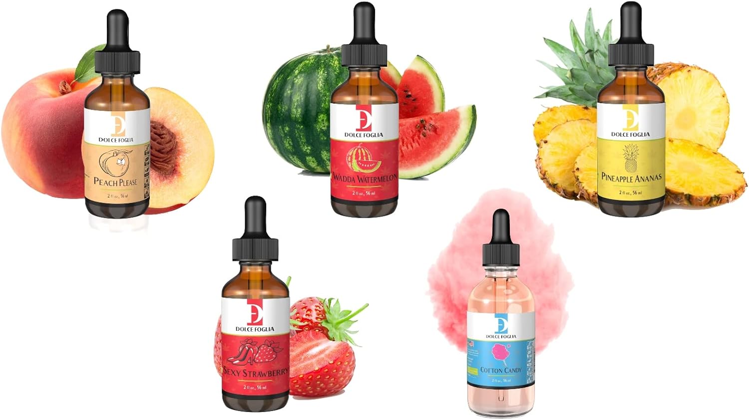 Dolce Foglia Multi Flavoring Oils Bundle Pack 5x2 Oz. Multipurpose