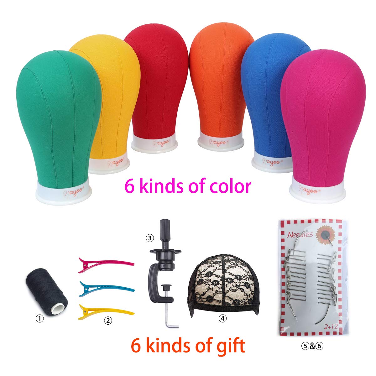 60cm Canvas Block Head Mannequin with Stand Cork Manikin Head Set for Wig Making Display Styling with Mount Hole(60cm , Blue)