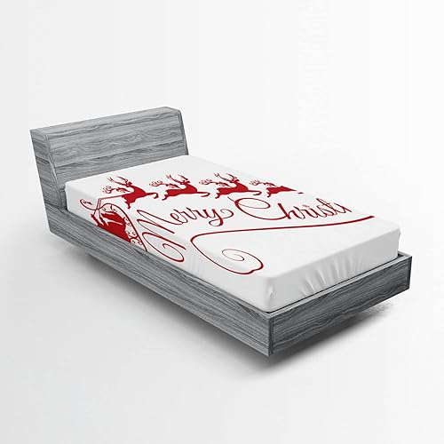 Miniatura 70 de Lunarable Sábana bajera ajustable con diseño de póster retro con eslogan de invierno y texto en inglés "I Love Winter Slogan para actividades al