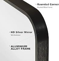 Vista 3 de Espejo de pared de baño de 24 x 36 pulgadas, espejo rectangular grande en marco de aleación de aluminio negro, espejos de tocador de pared