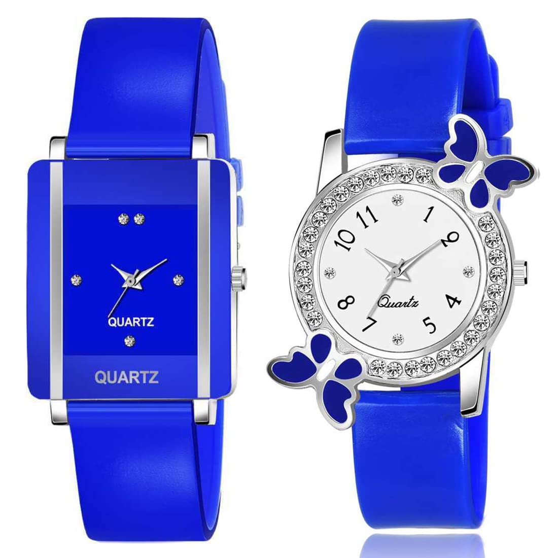Goldenize fashion Rectangular and Round Butterfly Diamond Dial Womens Analog Watch Combo (Blue) - Pack of 2 (B09KGNWX5W) Amazon Price History, Amazon Price Tracker