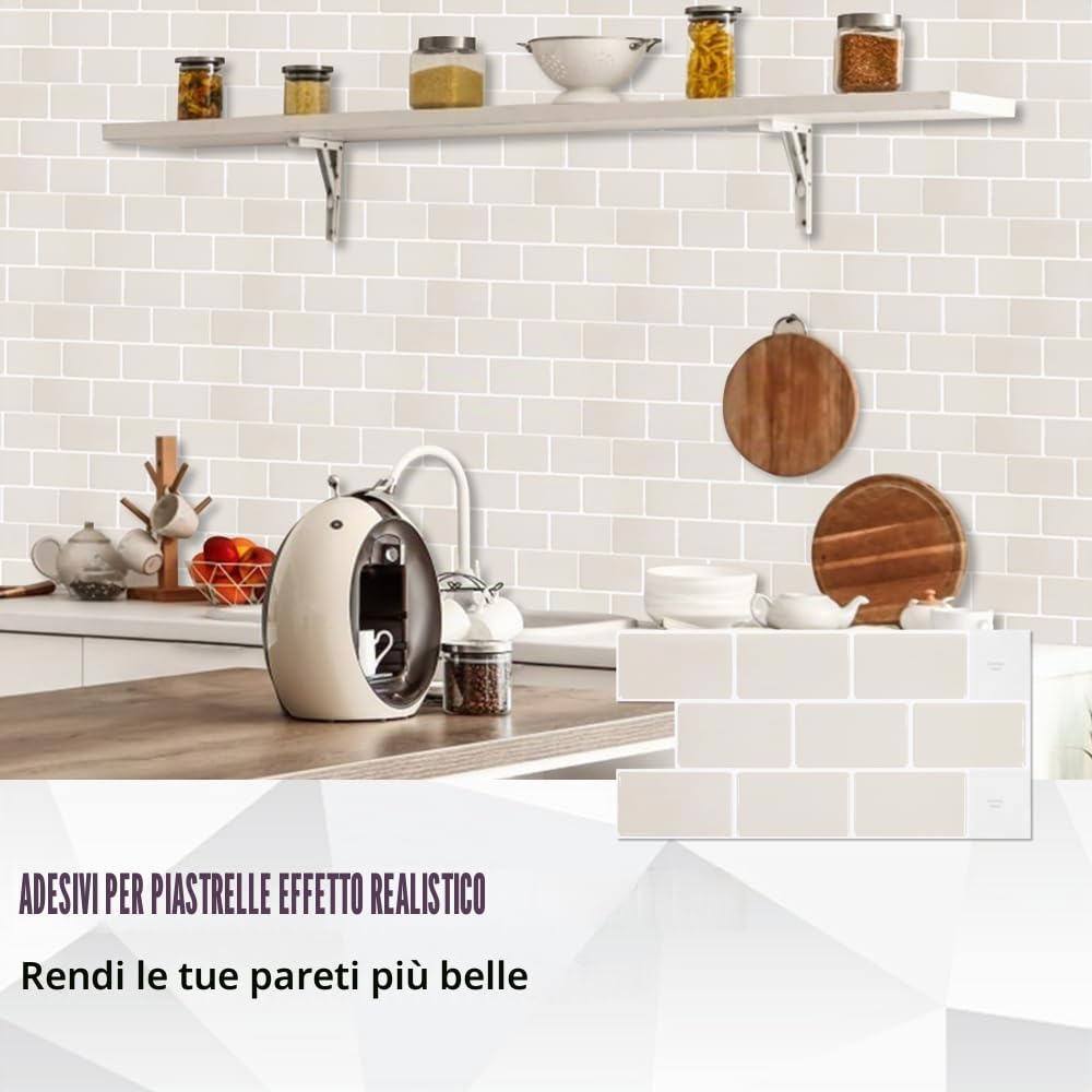 20 Pezzi Piastrelle Adesive Cucina Piastrelle da parete autoadesive per Cucina, Bagno,Parete, Autoadesivo