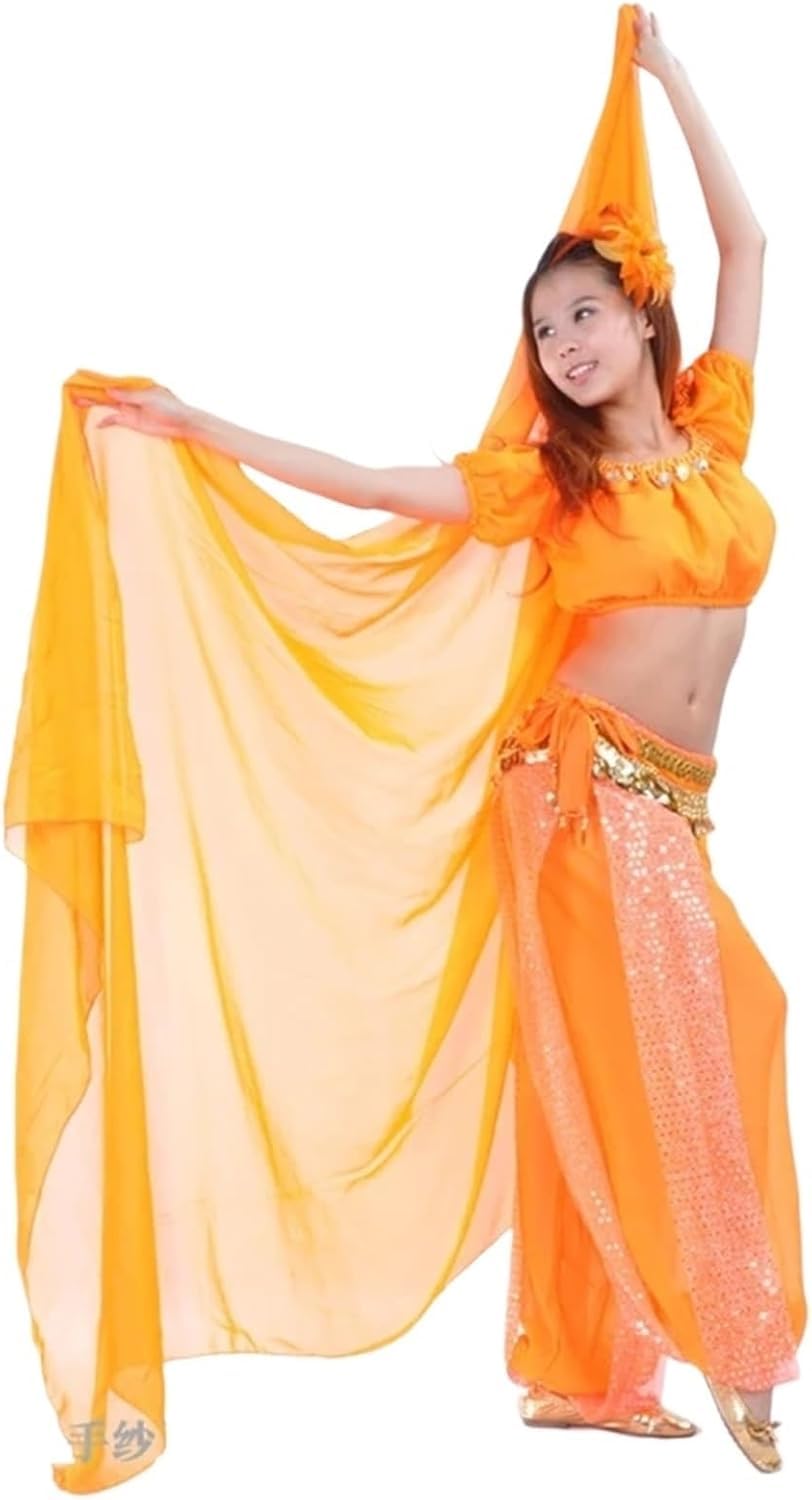 SSDDLZEQ Stage performance version Women’s Belly Dance Chiffon Veil And Shawl – 200 × 100 Cm(Color 9)