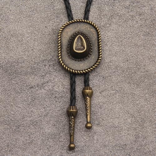 Image of Jeilwiy Bolo Tie for Men Western Cowboy Tie Necklace Gold Bolo Tie Leather Necktie Halloween Tie Accessories for Women