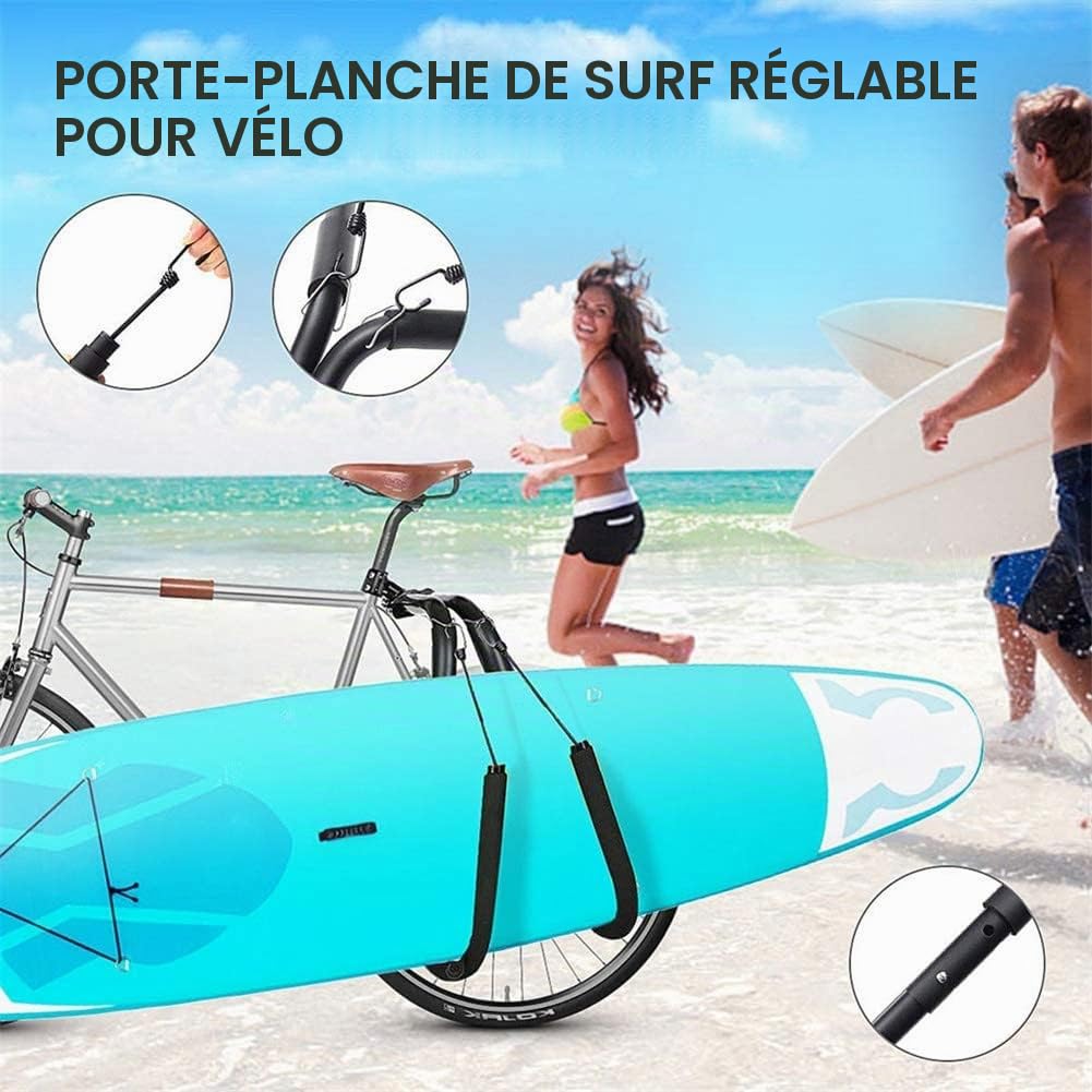 Support de Planche de Surf Réglable pour Vélo - Accessoire pour Longboards