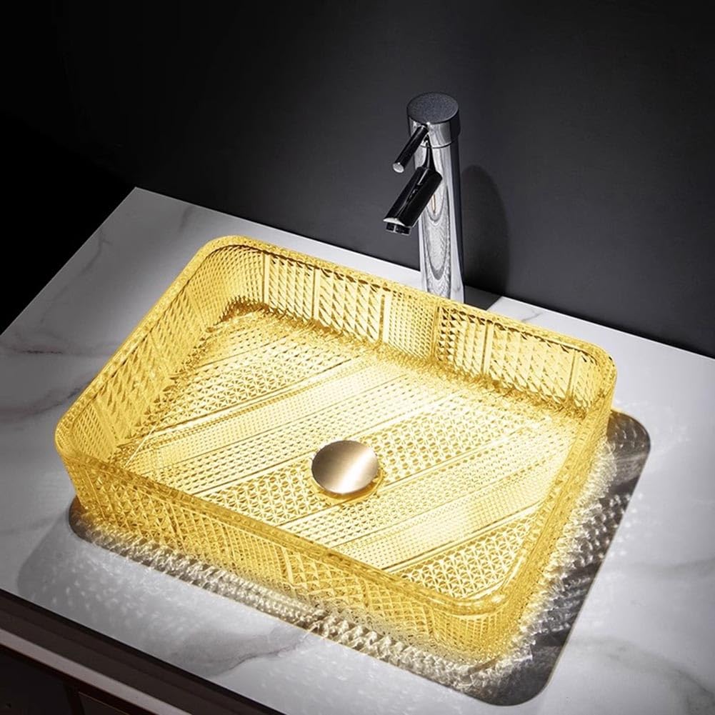 CSXSXAUO Rectangle Vessel Sink, Above Counter Basin with Pop-up Drain for Modern Bathroom Vanity
