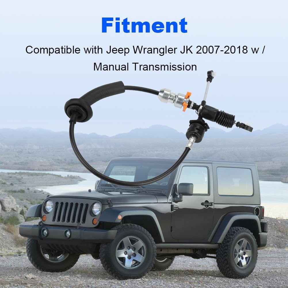 WMPHE Transfer Case Shift Cable Compatible with Jeep Wrangler JK 2007-2018 with Manual Transmission Replacement for 52126222AE 52126222AA 52126222AB 52126222AC 52126222AD Shifter Cable