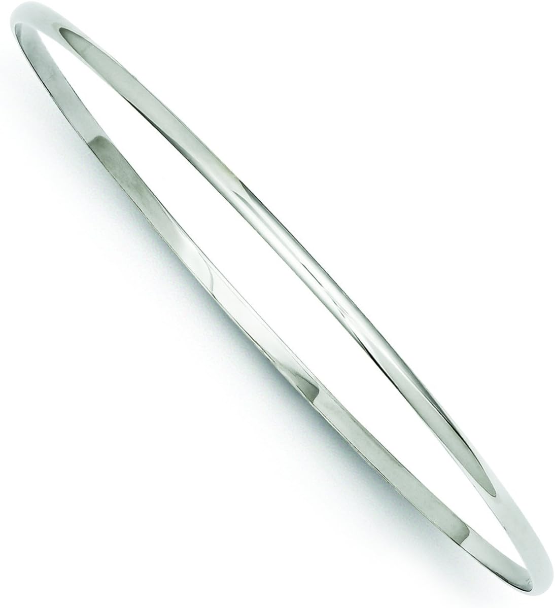 14k White Gold 2mm Solid Polished Half-Round Slip-On Bangle