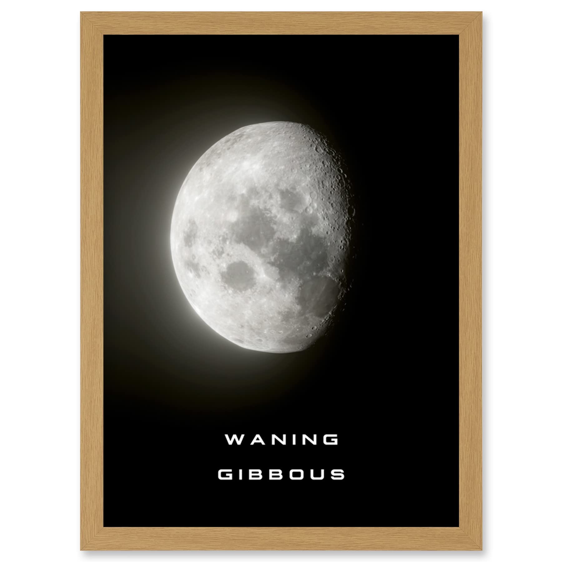 Artery8 Phases of the Moon Astronomy Waning Gibbous Lunar Space Poster Artwork Framed Wall Art Print A4