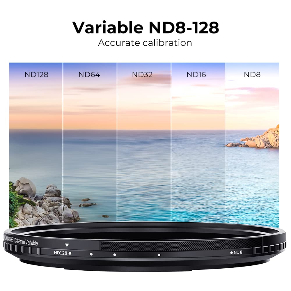 K&F Concept Nano-Xcel Filtre magnétique ND Variable ND8-ND128 (5 étapes) avec Anneau Adaptateur magnétique, Filtre à densité Neutre magnétique ND avec revêtement Nano 28 Couches