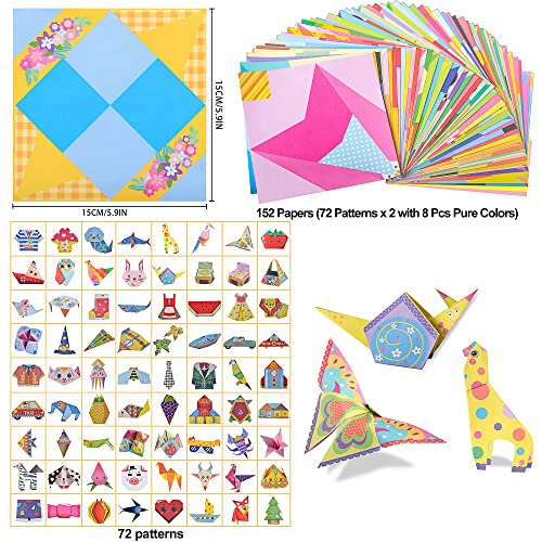 72 Patterns Origami Paper Kit for Kids, 152 Sheets 6 Inch Double Sided Folding Paper - Image 2