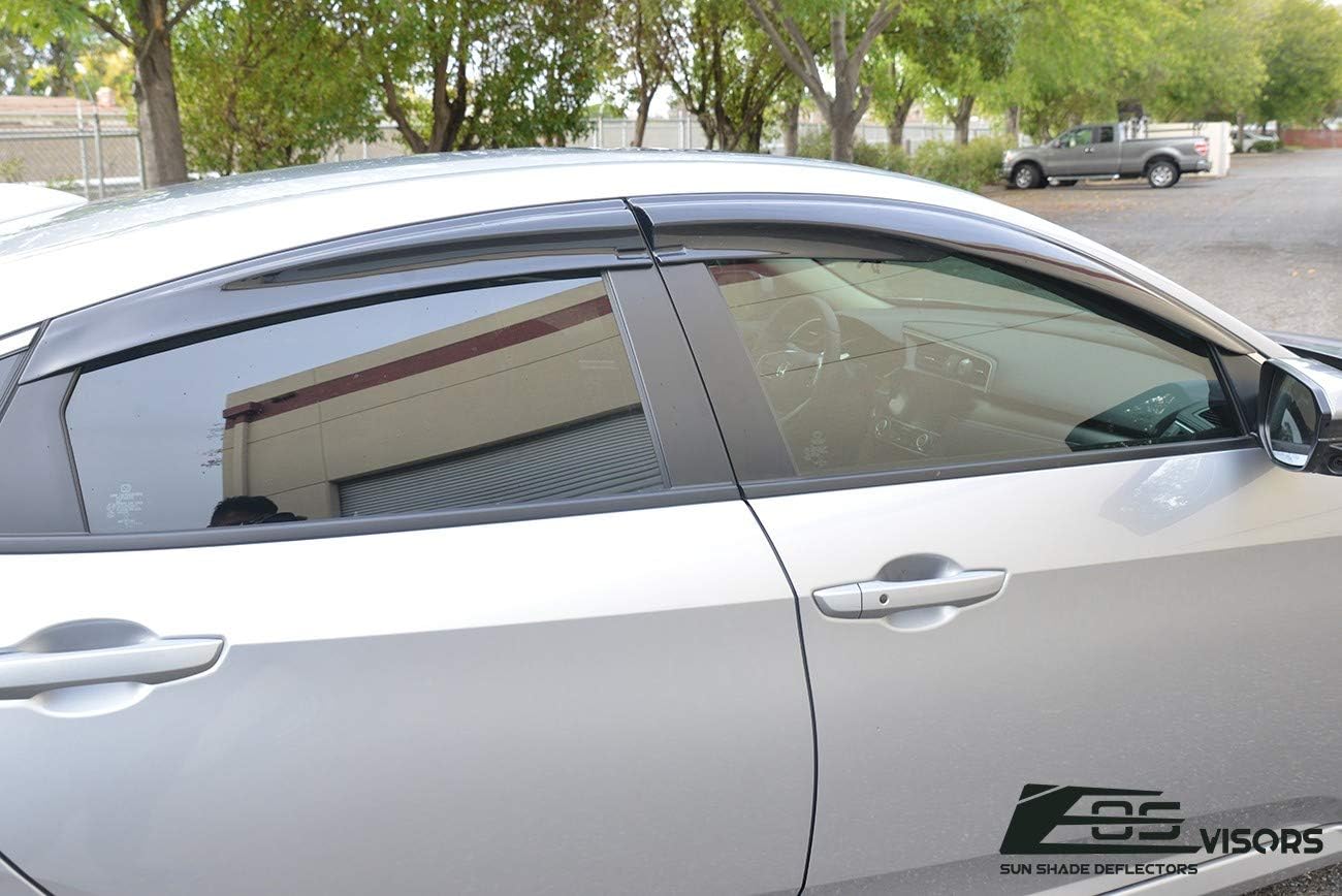 Replacement for 2016-2021 Honda Civic X Sedan 2019-Present Honda Insight Models | EOS Visors Mugen Style JDM Smoke Tinted Side Vents Window Deflectors Rain Guard