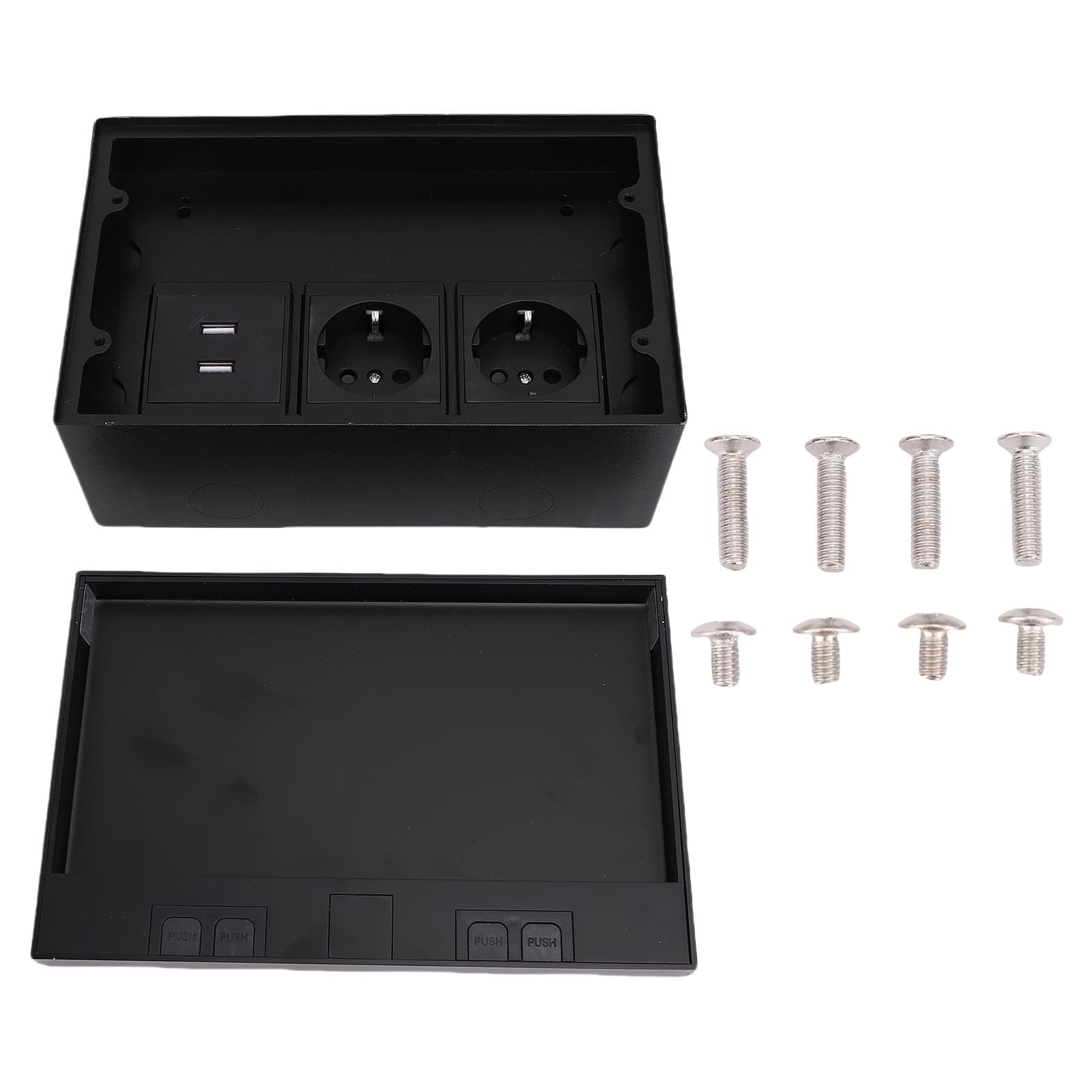 Scatola di derivazione da incasso a pavimento Kit presa piatta in acciaio inossidabile resistente all'acqua 4KW con 2 porte USB a due poli per marmo nero