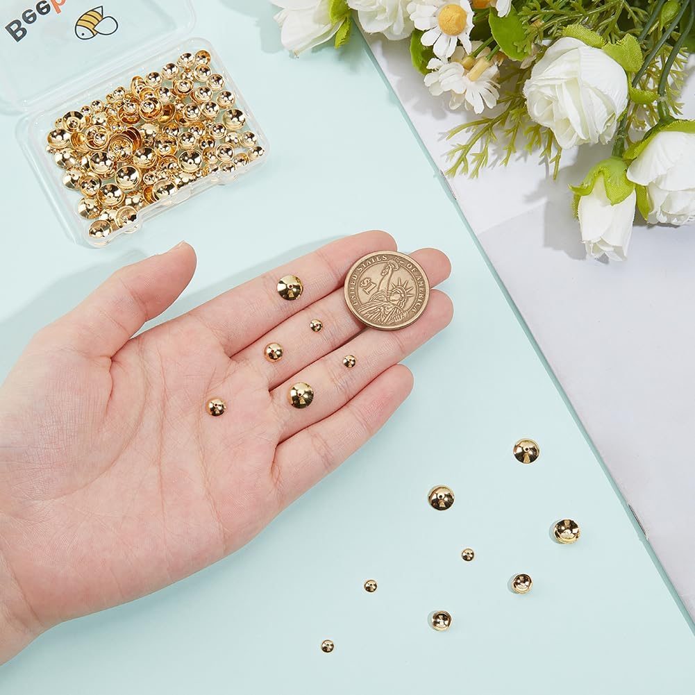 Beebeecraft 1 Box 240Pcs 3 Sizes Round Bead Caps for Jewelry Making