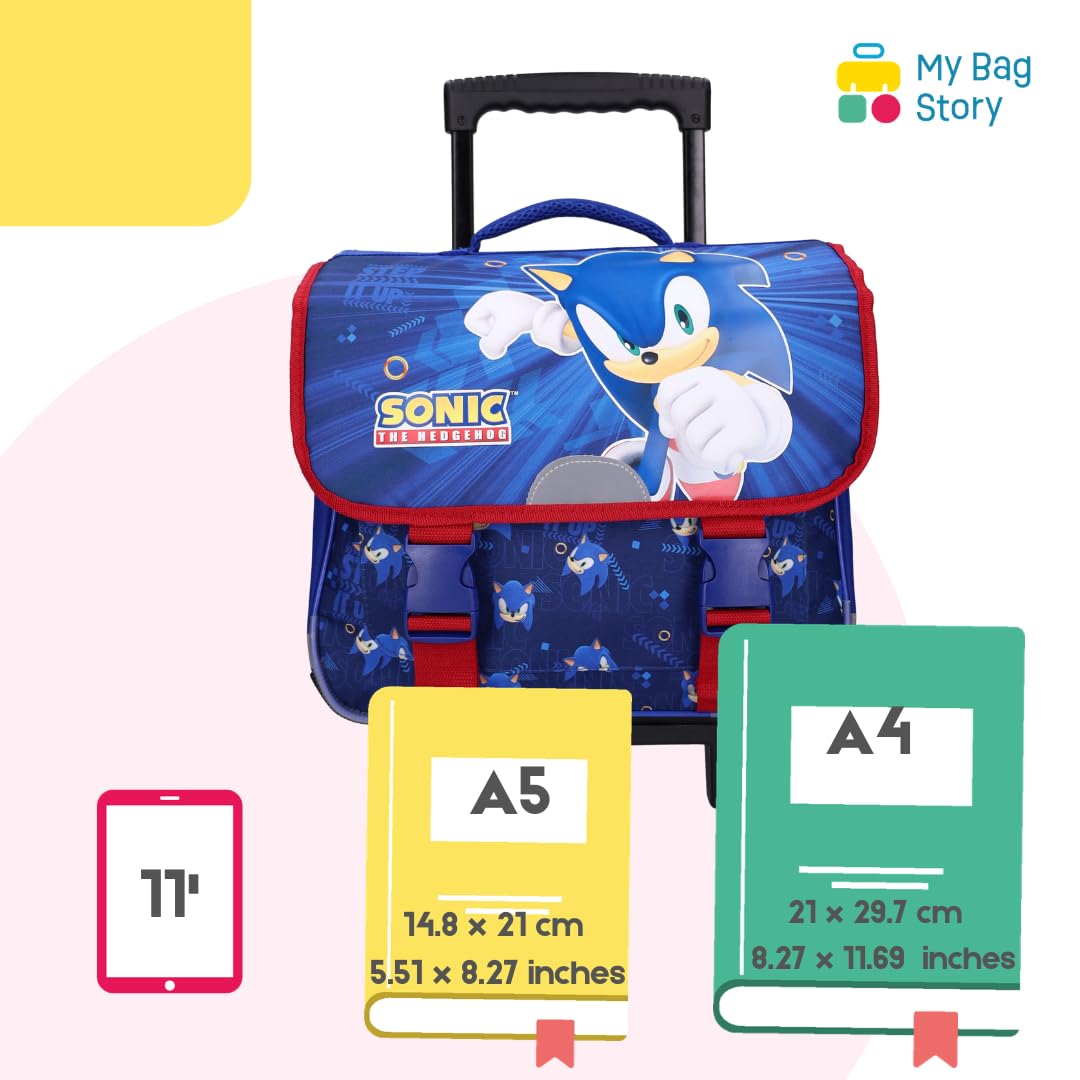 mybagstory | Cartable à roulettes | Héros Sonic | Bleu | 38 cm