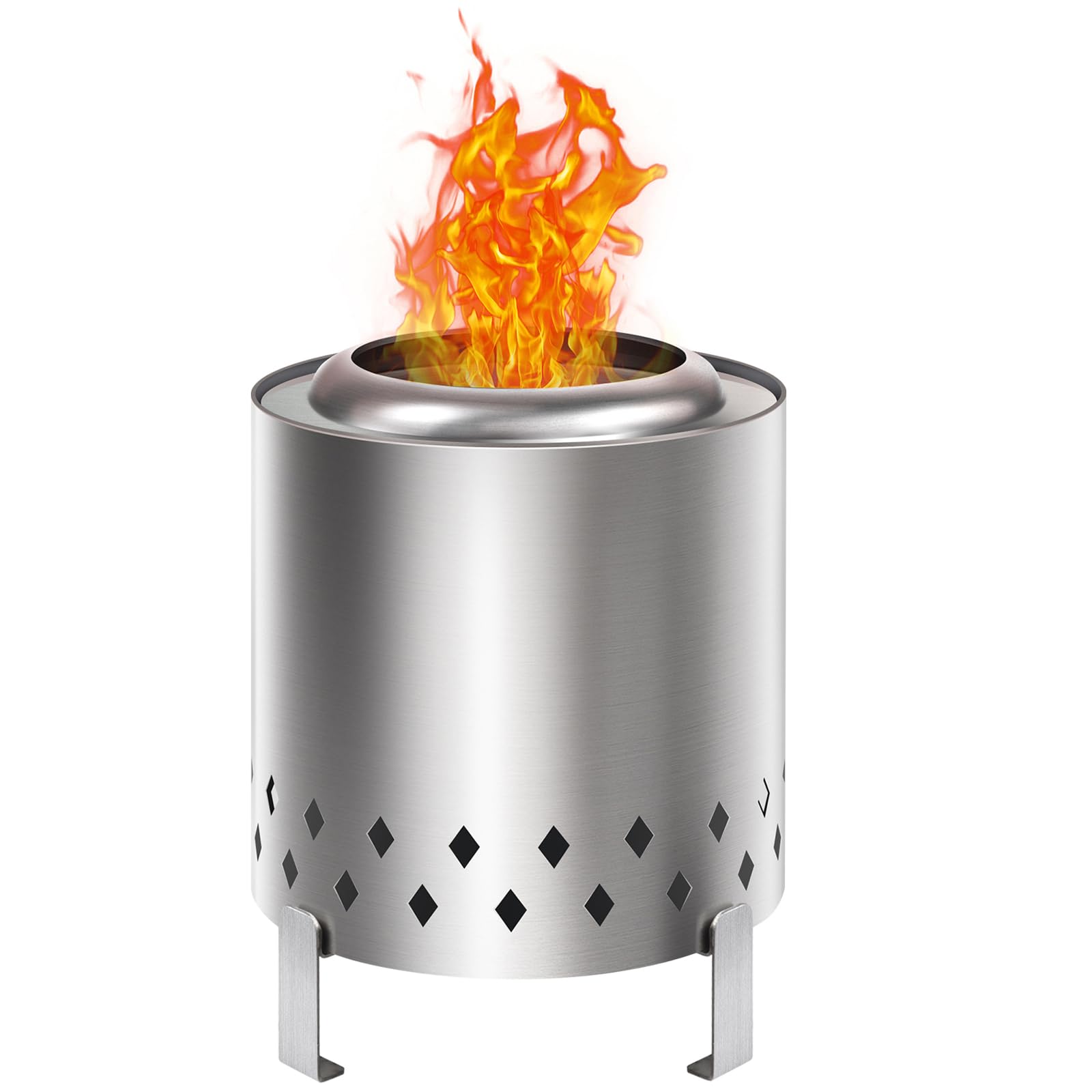 Restland Tabletop Fire Pit with Stand, Smokeless Table Fire Pit for Outdoor Portable Stainless Steel Fire Pits Safe Wood Pellets Burning Small Fire Pit for Outside Patio Camping with Fireproof Gloves