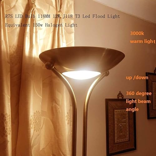 Miniatura 7 de Bombilla LED R7S de 4.646 in, 12 W, J118 T3, equivalente a 150 W, lámpara halógena de pared, lámpara de piso, tipo j, lineal de doble extremo,