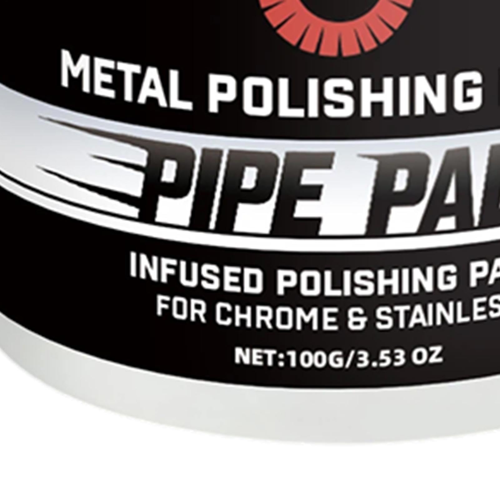 Środek do polerowania metalu, 100 g wraz z podkładką - pasta do usuwania zarysowań | nadaje się dla początkujących i profesjonalistów, do rur wydechowych z aluminium i chromu