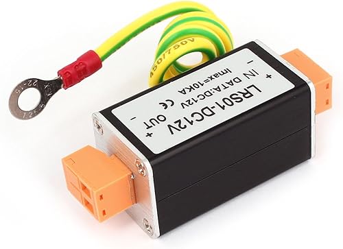 Miniatura 3 de uxcell DC 12V Fuente de alimentación contra sobretensiones Pararrayos Negro Naranja