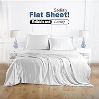 Vista 2 de Juego de edredón de satén de seda 100% pura con juego de sábanas bajeras, 4 piezas, sábana bajera de satén de seda de bolsillo profundo de 15