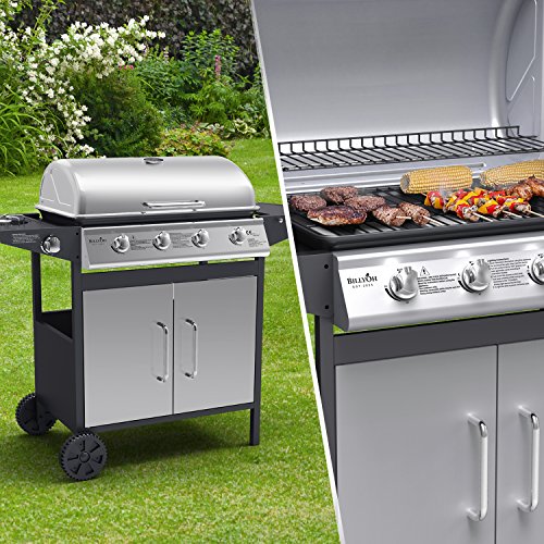 BillyOh Matrix Gas BBQ 4 Burner + 1 Side Burner, Silver and Black