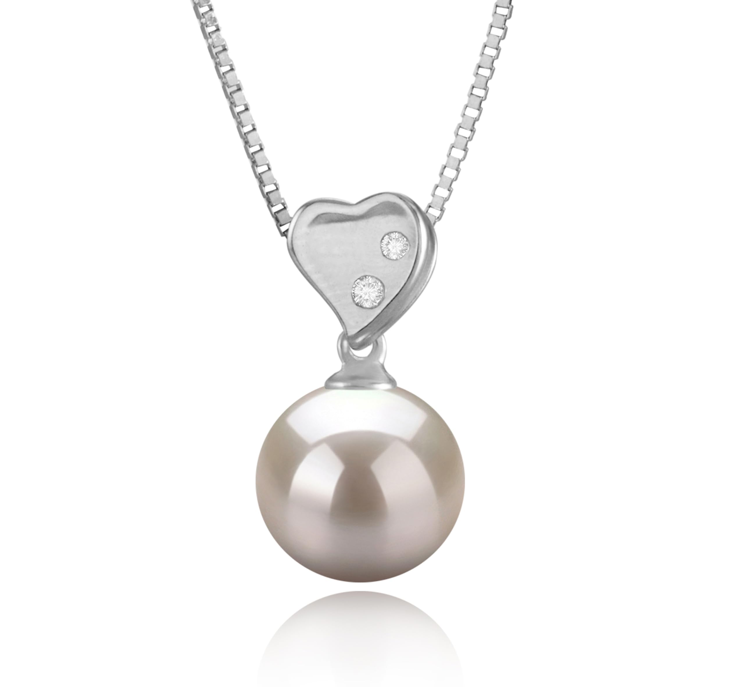 Taima Heart White 9-10mm AAAA Quality Freshwater 925 Sterling Silver Cultured Pearl Pendant For Women