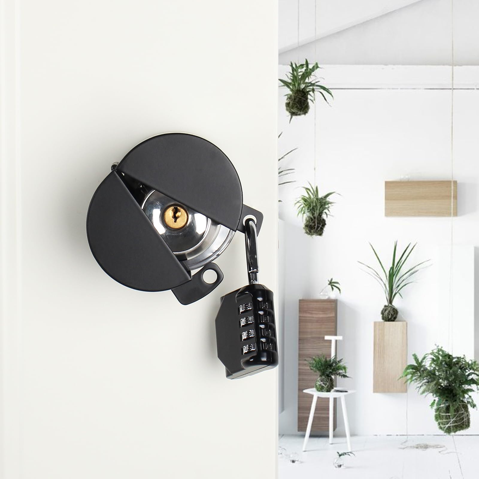 TEMEILI Door Handle Lock, Knob Lock Out Device, Cover to Disable Doorknob/Faucet/Valve, Prevents Turning and Access Keyhole, Operating (Password Hanging), Black-2