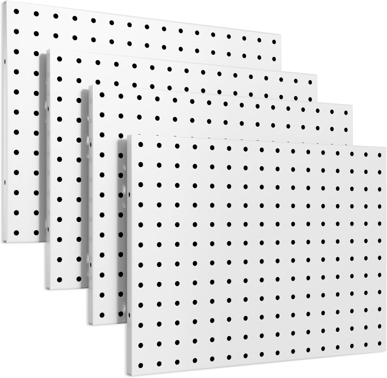 Peg Board, 4 Pack Metal Peg board Panels, White PegBoard Wall Organizer for Office, Craft Room Storage and Organization, Garage Tool Storage, Sewing Room, Workbench, Kitchen 4 Pcs
