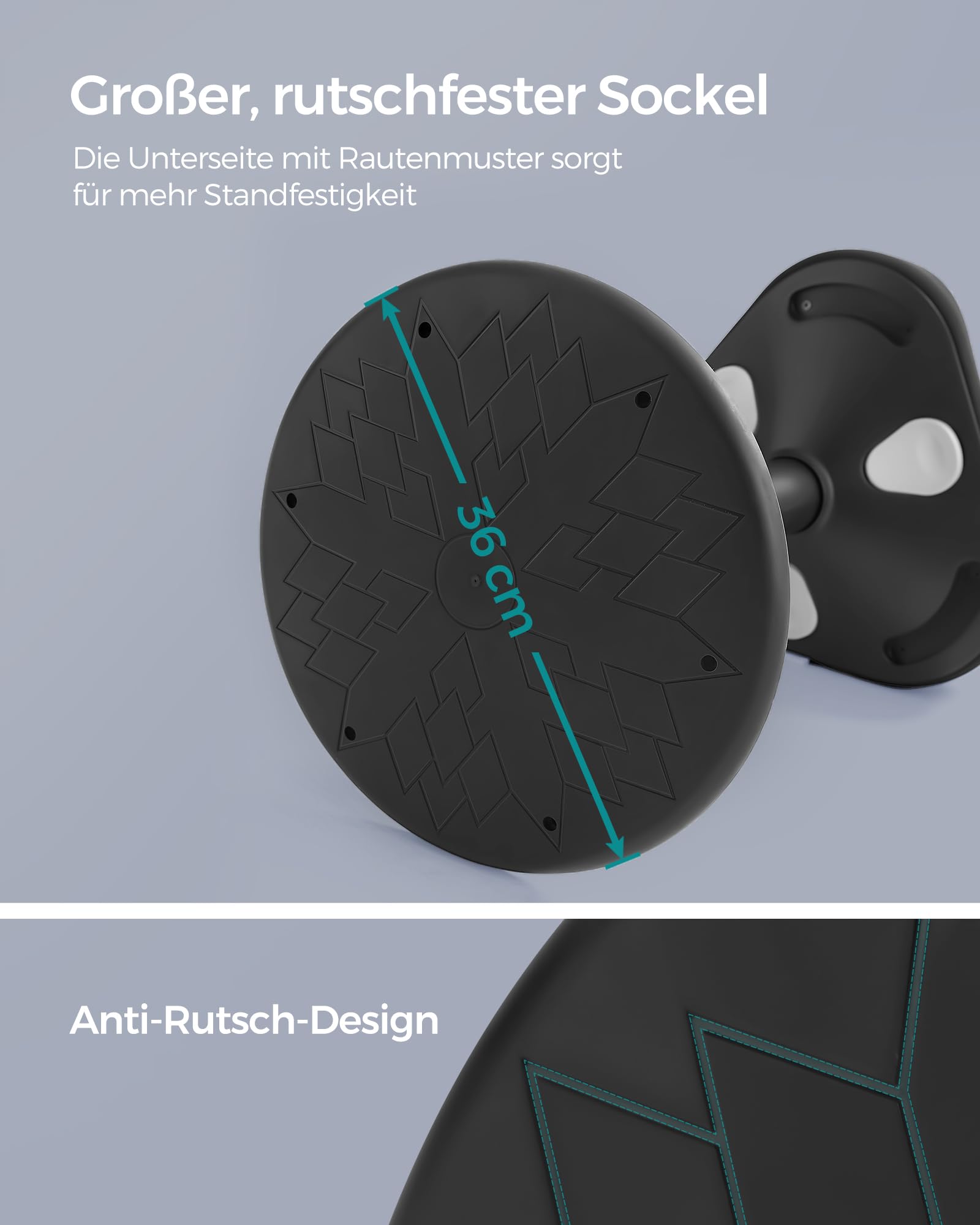 SONGMICS Hocker, Stehhocker um 360° neigbar, Schreibtischstuhl, höhenverstellbar 58-83 cm, großer Sockel, Anti-Rutsch, modern, schwarz OSC008B01