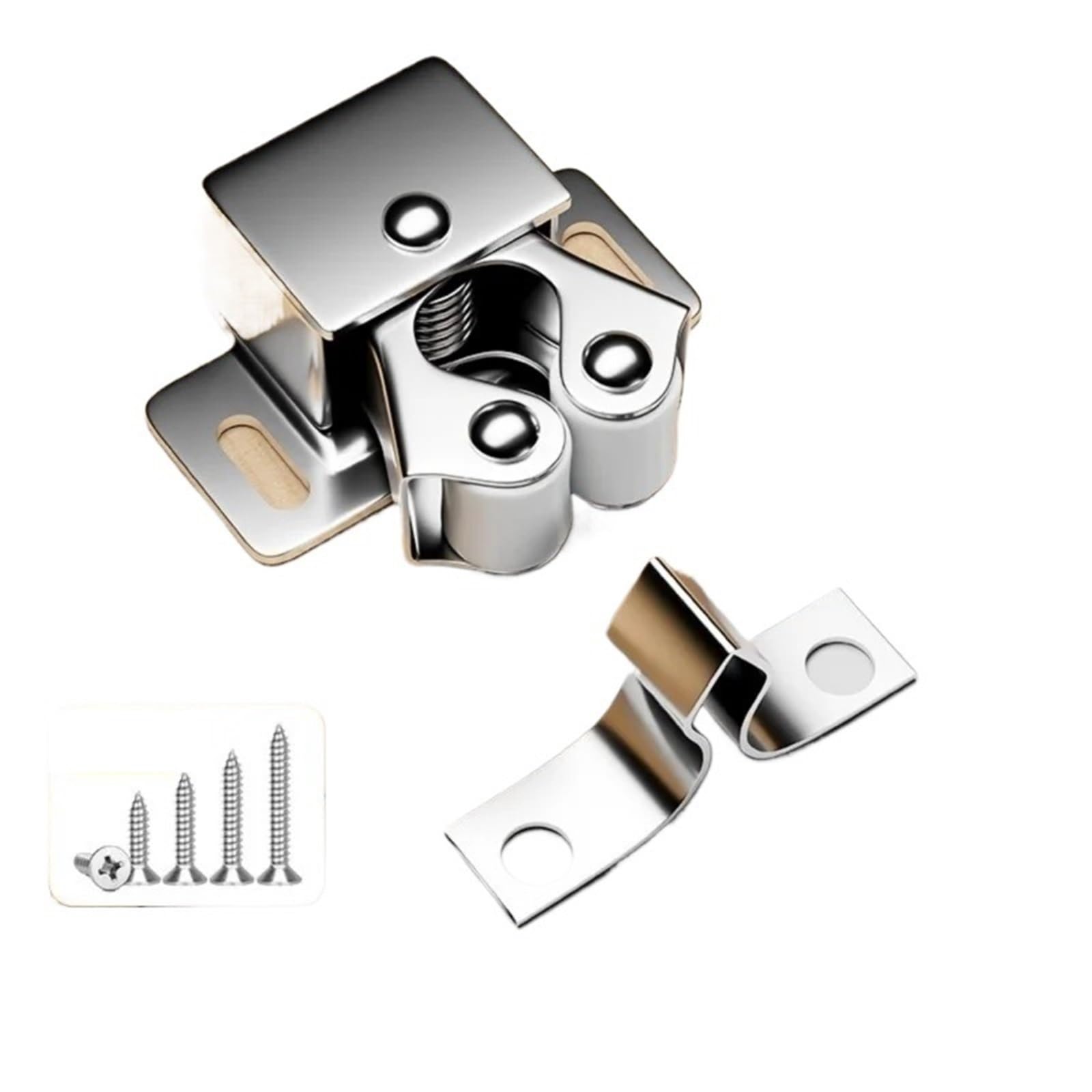 Double Roller Catch 30sets Double Roller Strong Hold Cupboard Cabinet Door Catches with Screws, Catch Latch for Home Furniture(Silver)
