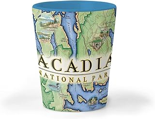 Acadia National Park map shot glass made from sustainable ceramic materials