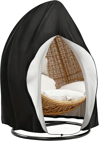 Goutime Anti-UV & Waterproof Egg Chair Cover, Heavy Duty 210D Oxford Hanging Chair Cover with Zipper for Outdoor Swing - 1