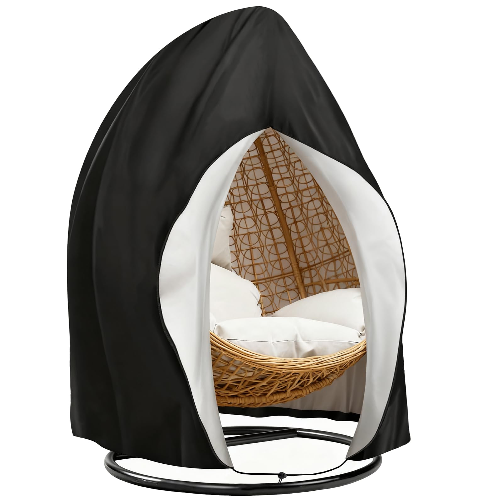 Goutime Anti-UV & Waterproof Egg Chair Cover, Heavy Duty 210D Oxford Hanging Chair Cover with Zipper for Outdoor Swing - 1