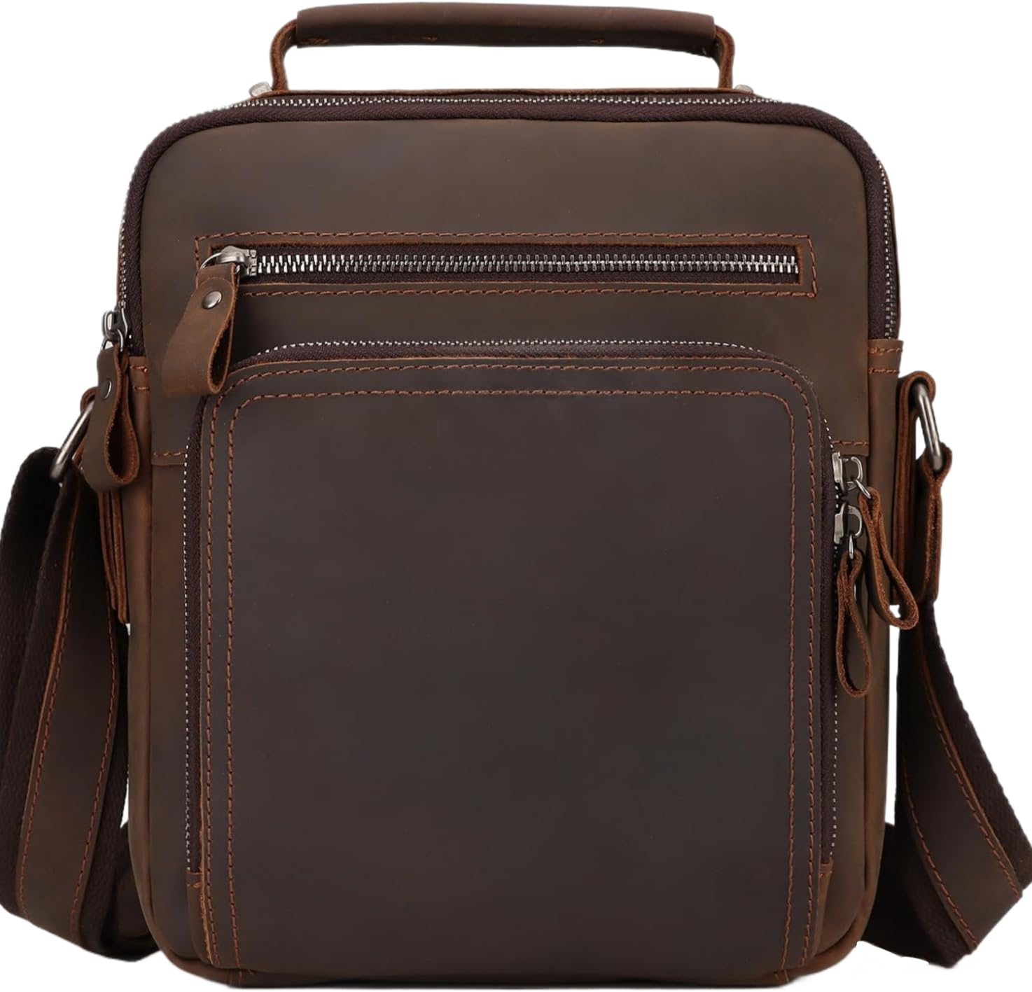 Vintage Crazy Horse Leather Crossbody Bag for Men Durable Stylish Shoulder Messenger Bag for Travel Work Business