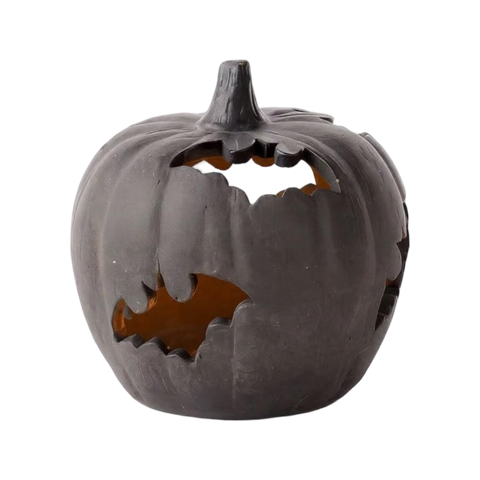 Halloween Pumpkin Resin Figurine Bat Lantern Warm Light Indoor Decor