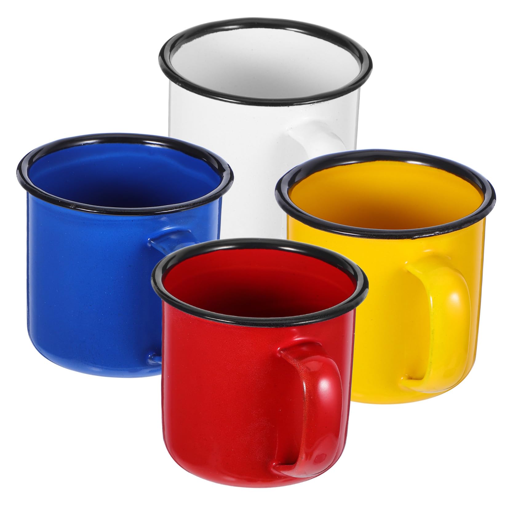 Gatuida Emaillebecher Robuste und Leicht zu Reinigende Trinkbecher im Vintage Stil 4 Stück aus Emaille für Zuhause und Restaurantgebrauch