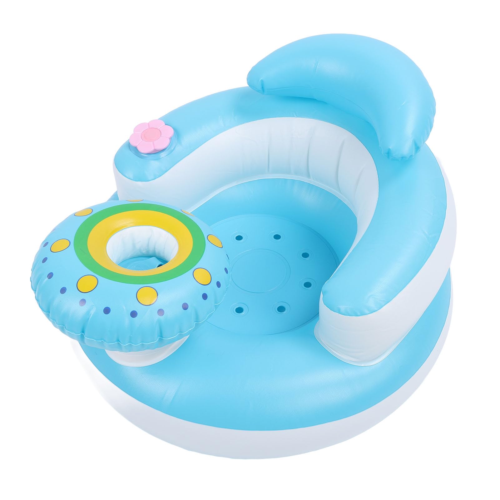 Aufblasbarer Babystuhl mit Sicherer Rückenstütze Zum Baden, Spielen, Füttern – Tragbares Baby für Neugeborene und Kleinkinder – PVC-Material Blau