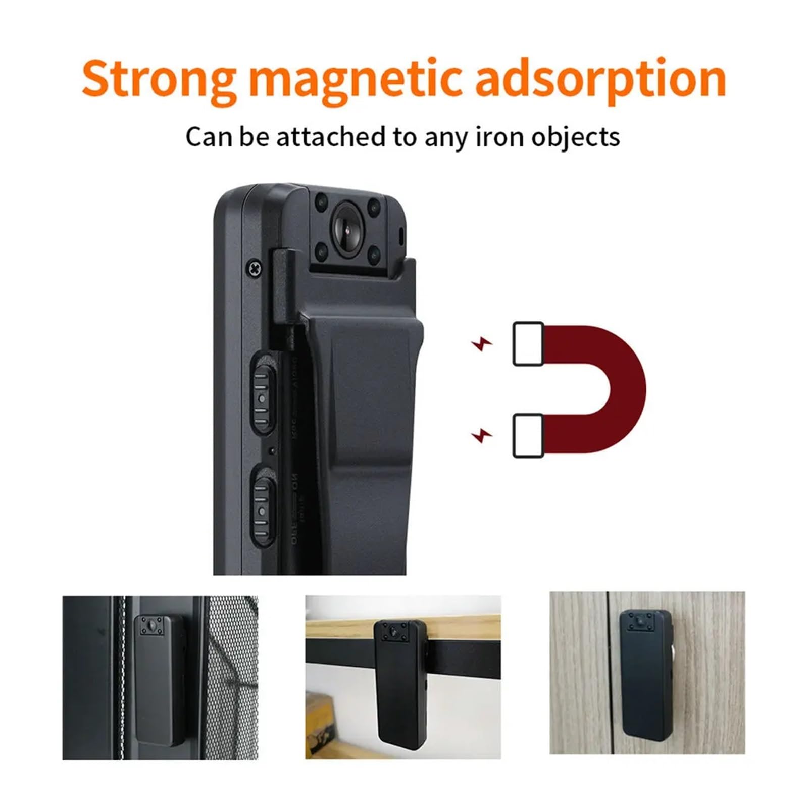 Camara Corporal, A8Z Mini cámara Corporal montada detección de Movimiento 4 Uds IR visión Nocturna Full HD 1080P grabación de vídeo Deportes DV for Bicicleta(with 64GB TF Card)